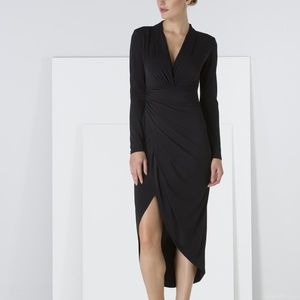 Explosion London Black long sleeve neck midi dress